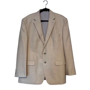 CHAPS Ralph Lauren  Blazer 2 Buttons Beige Cream Size 46R Linen Viscose